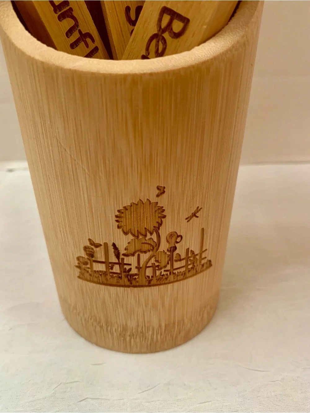 Bamboo Engraved inspirational quotes, Kitchen Utensil Set - Natural